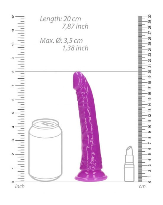 RealRock 7 Inch Slim Glow in the Dark Neon Dildo - Purple