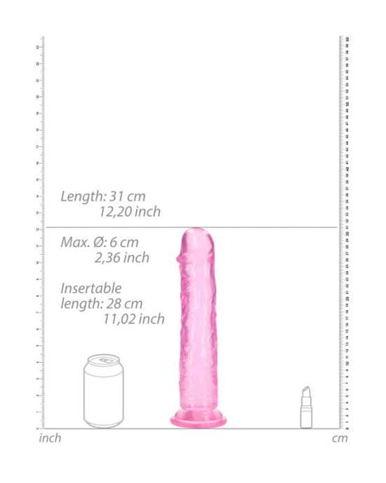 RealRock 11 Inch Straight Dildo - Pink