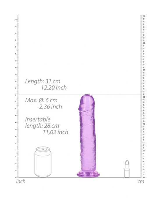 RealRock 11 Inch Straight Dildo - Purple