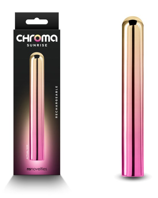 Chroma Sunrise Large Slim Vibrator -  Metallic Pink/Gold