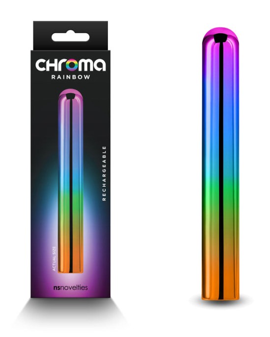 Chroma Rainbow Large Slim Vibrator - Metallic Rainbow