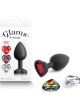 Glams Xchange - Small Heart Anal Plug with Swapable Gems - Black