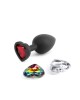 Glams Xchange - Small Heart Anal Plug with Swapable Gems - Black