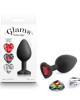 Glams Xchange - Medium Heart Anal Plug with Swapable Gems - Black