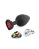 Glams Xchange - Medium Heart Anal Plug with Swapable Gems - Black