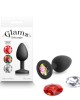 Glams Xchange - Small Round Anal Plug with Swapable Gems - Black