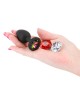 Glams Xchange - Small Round Anal Plug with Swapable Gems - Black