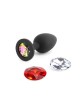 Glams Xchange - Small Round Anal Plug with Swapable Gems - Black