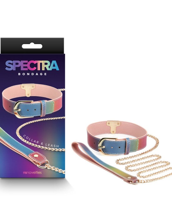 Spectra Bondage Collar & Leash - Rainbow