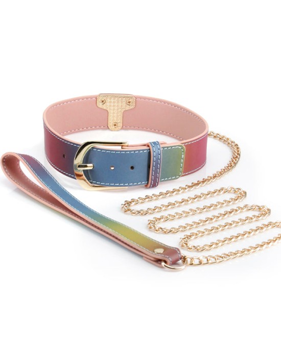 Spectra Bondage Collar & Leash - Rainbow