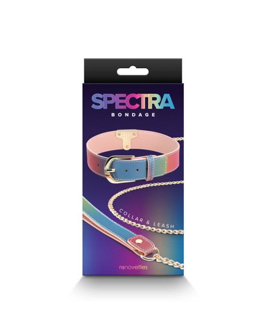 Spectra Bondage Collar & Leash - Rainbow