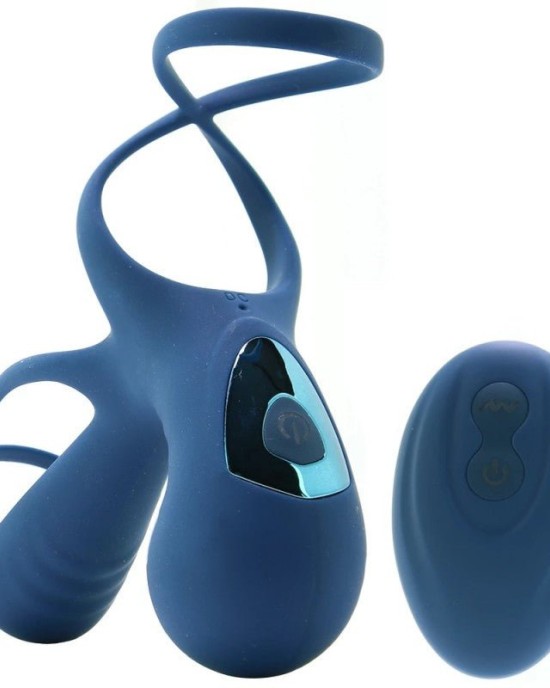 Renegade Gladiator Vibrating Penis Harness with Remote - Blue