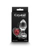 Crystal Desires - Medium - Clear Glass Butt Plug with Red Heart