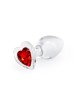 Crystal Desires - Medium - Clear Glass Butt Plug with Red Heart