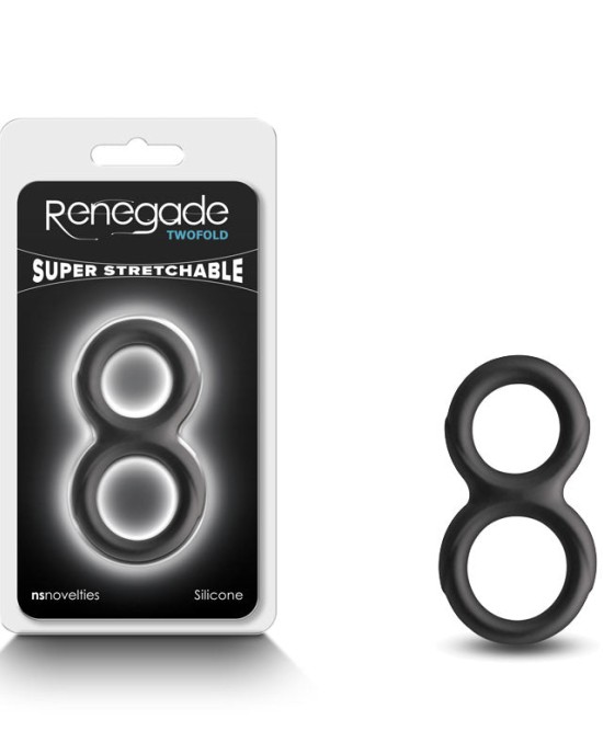 Renegade Twofold Cock & Balls Rings - Black