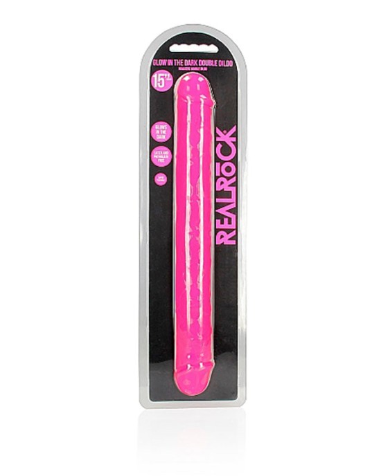 RealRock 15 Inch Glow in the Dark Double Dong - Pink