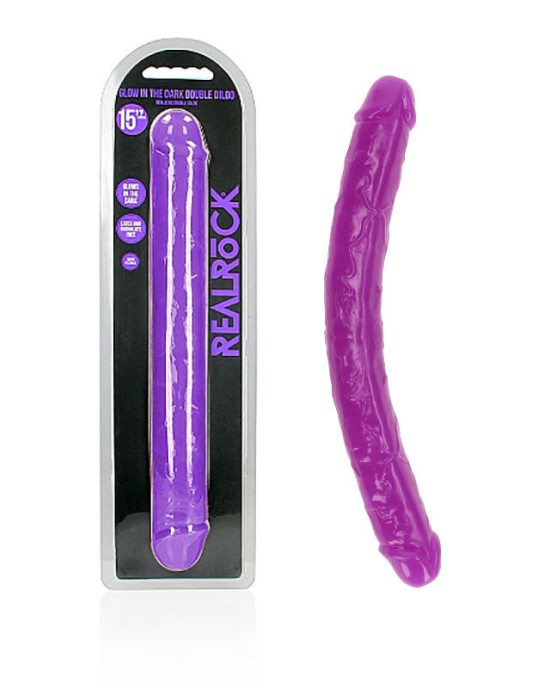 RealRock 15 Inch Glow in the Dark Double Dong - Purple