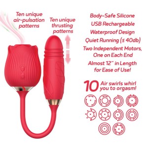 Wild Rose Suction Thruster Air Pulse Stimulator - Red