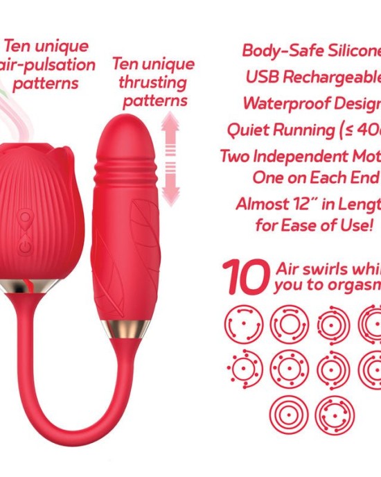 Wild Rose Suction Thruster Air Pulse Stimulator - Red