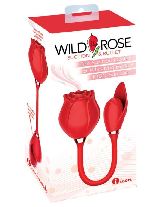 Wild Rose Suction & Bullet Air Pulse Stimulator - Red