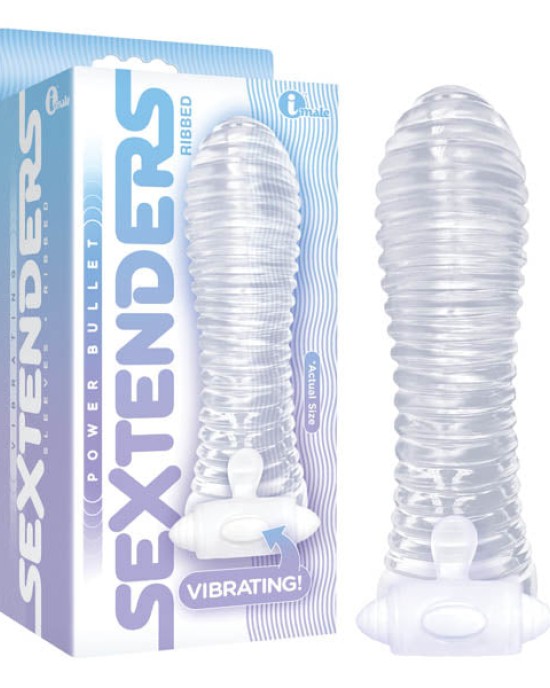 The 9's Vibrating Sextenders, Ribbed - Clear