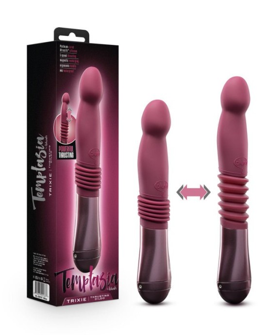 Temptasia Trixie Thrusting Dildo Vibrator - Wine Red