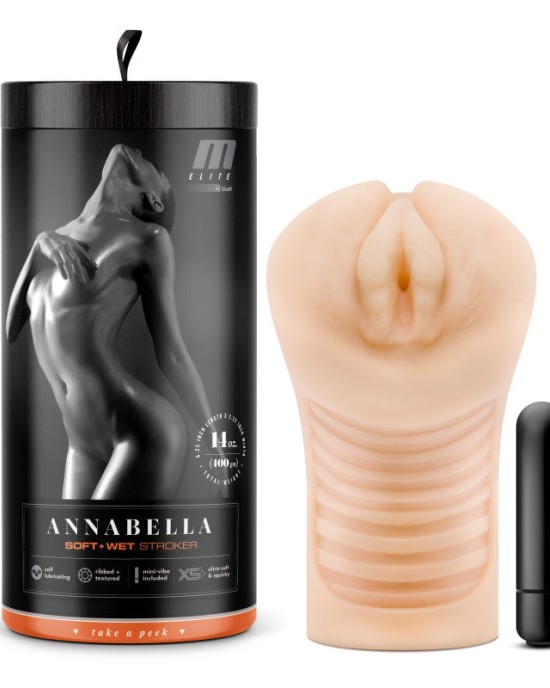 M Elite Soft and Wet - Annabella Vibrating Stroker - Flesh