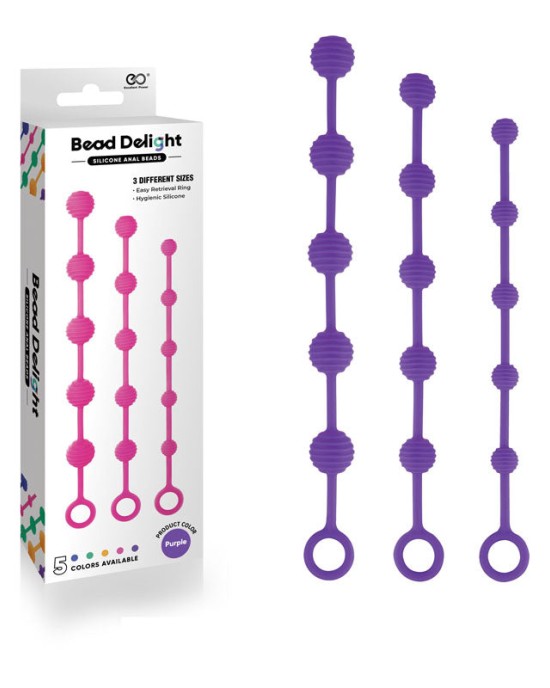 Bead Delight Purple Anal Beads - Set of 3 Sizes