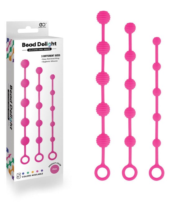 Bead Delight Pink Anal Beads - Set of 3 Sizes