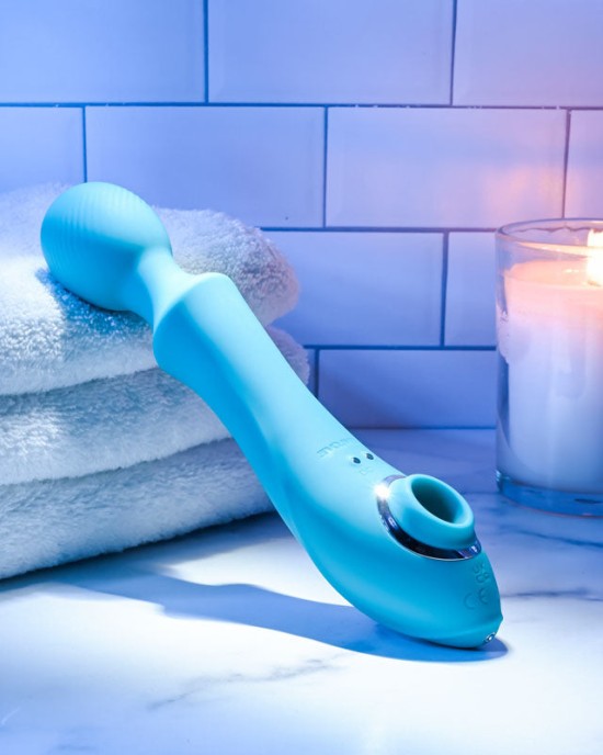 Evolved Wanderful Sucker Massage Wand with Suction - Blue