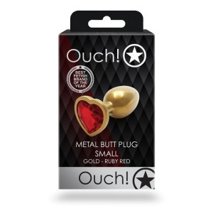 Ouch! Heart Gem Gold Butt Plug - Small