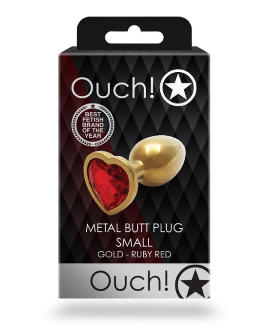 Ouch! Heart Gem Gold Butt Plug - Small