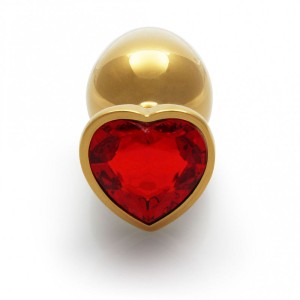 Ouch! Heart Gem Gold Butt Plug - Medium