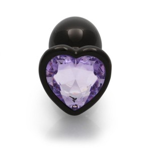 Ouch! Heart Gem Gunmetal Butt Plug - Small