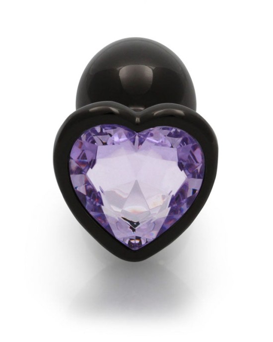 Ouch! Heart Gem Gunmetal Butt Plug - Small