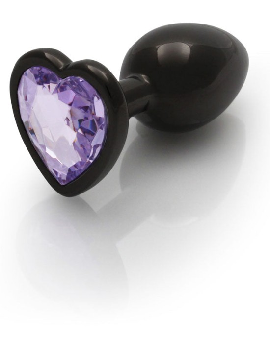 Ouch! Heart Gem Gunmetal Butt Plug - Small