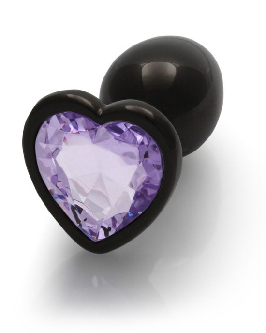 Ouch! Heart Gem Gunmetal Butt Plug - Small