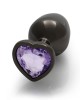 Ouch! Heart Gem Gunmetal Butt Plug - Medium