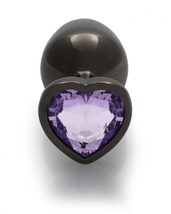 Ouch! Heart Gem Gunmetal Butt Plug - Medium