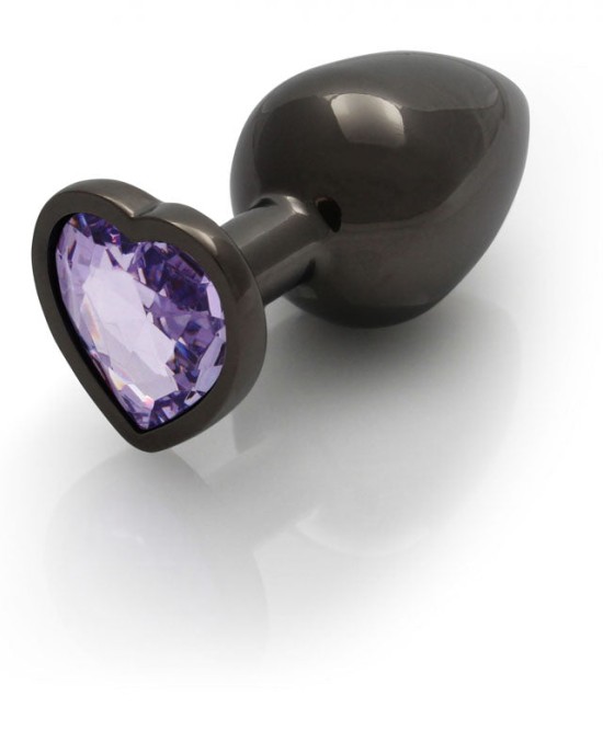 Ouch! Heart Gem Gunmetal Butt Plug - Medium