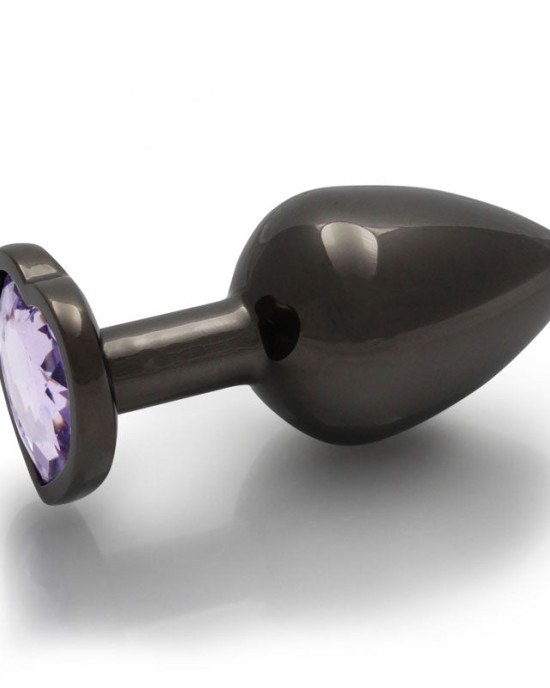 Ouch! Heart Gem Gunmetal Butt Plug - Medium