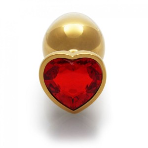 Ouch! Heart Gem Gold Butt Plug - Large