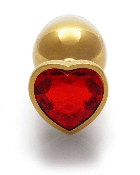 Ouch! Heart Gem Gold Butt Plug - Large