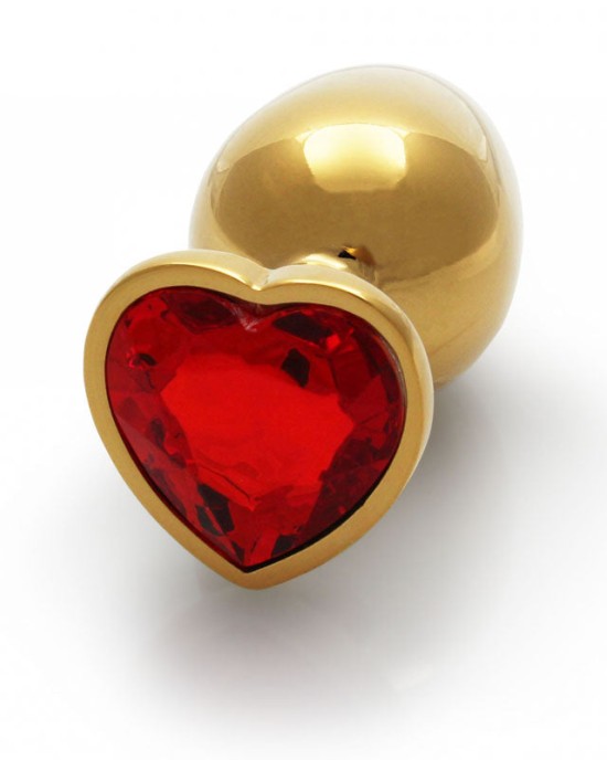 Ouch! Heart Gem Gold Butt Plug - Large