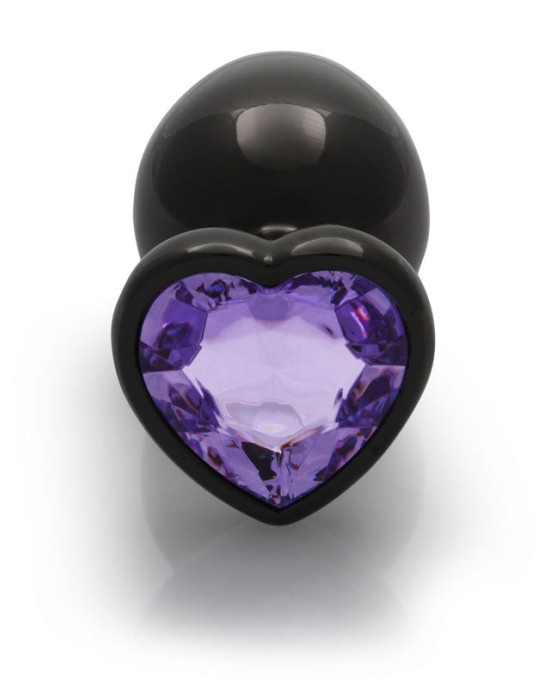 Ouch! Heart Gem Gunmetal Butt Plug - Large