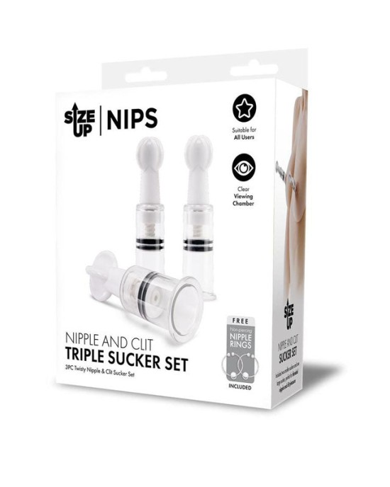 Size Up Nipple and Clit Triple Sucker Set