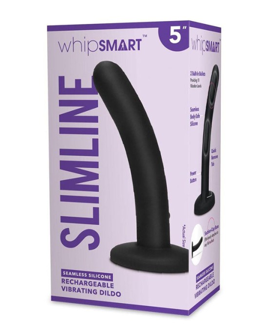 WhipSmart 5 Inch Slimline Vibrating Dildo - Black