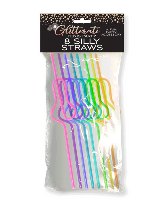 Glitterati Penis Silly Straws - 8 Pack