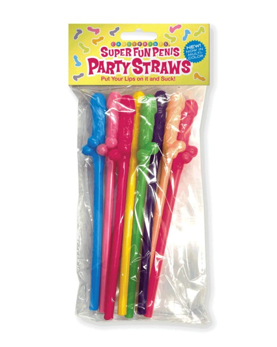 Super Fun Penis Party Straws - Coloured - 8 Pack