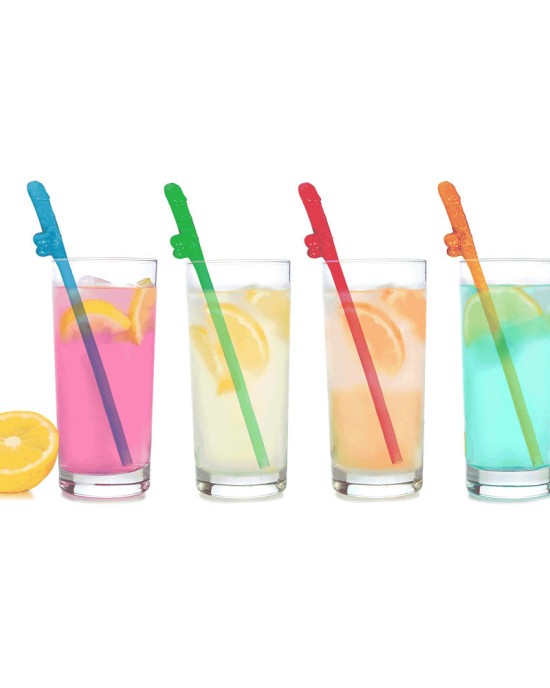 Super Fun Penis Party Straws - Coloured - 8 Pack